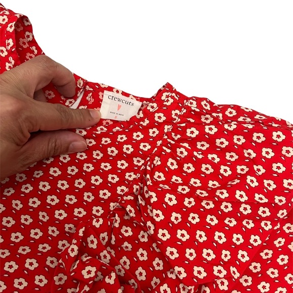 Crewcuts BI864 Red Ruffle Flower Print Girls Cotton Shirt Small - Picture 4 of 4